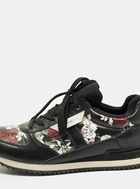 Dolce & Gabbana Size 40 Multicolor Floral Printed Leather Lace Up Sneakers