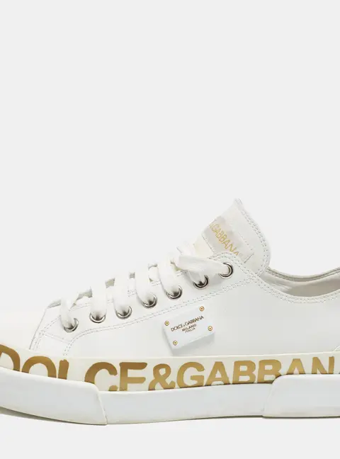 Dolce & Gabbana Portofino Size 39 White Leather Low Top Sneakers