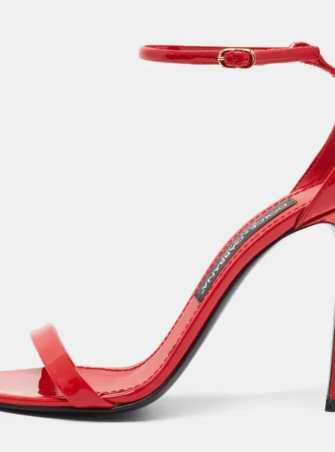 Dolce & Gabbana Keira Size 38 Red Patent Leather Ankle Strap Sandals