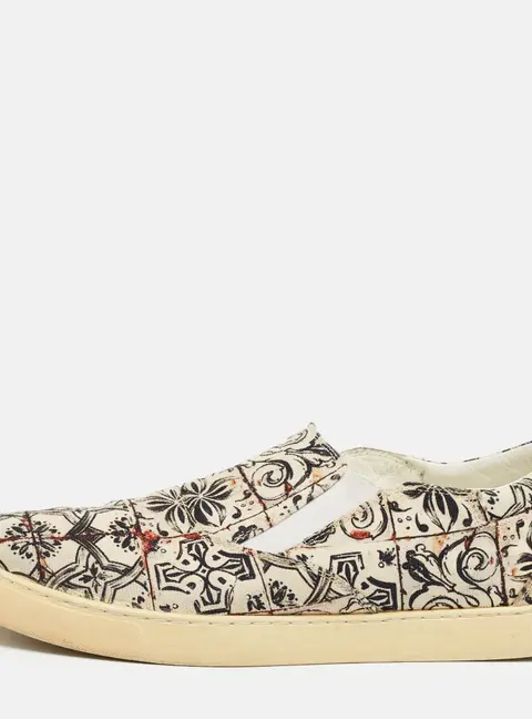 Dolce & Gabbana Majolica Size 44 Multicolor Canvas Slip On Sneakers