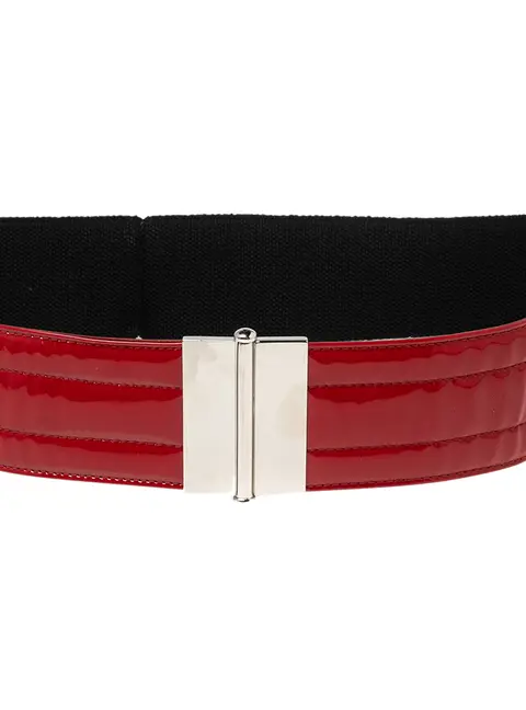 Dolce & Gabbana Red/Black Patent Leather and Elastic Waist Belt 85CM