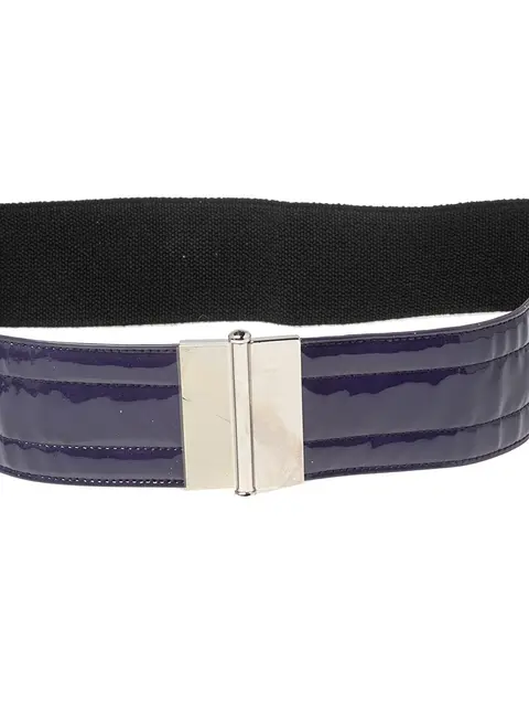 Dolce & Gabbana Purple/Black Patent Leather and Elastic Wide Waist Belt 90CM