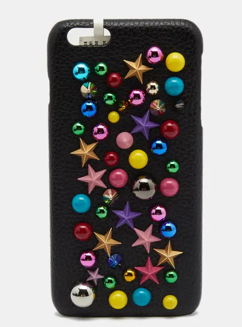 Dolce & Gabbana Black Leather Embellished iPhone 6 Plus Cover