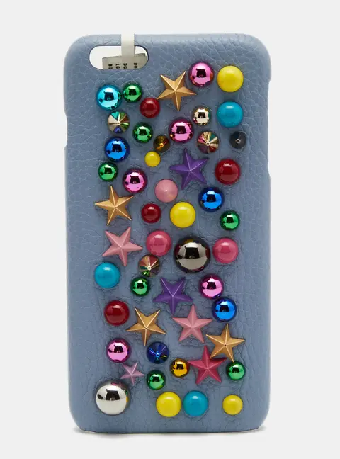 Dolce & Gabbana Light Blue Leather Embellished iPhone 6 Plus Cover
