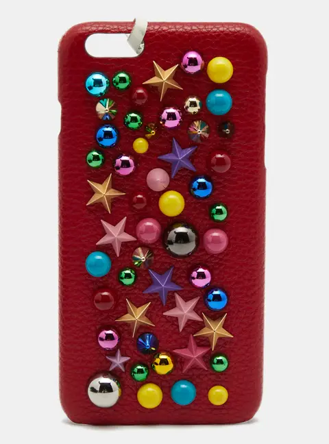 Dolce & Gabbana Red Leather Embellished iPhone 6 Plus Cover