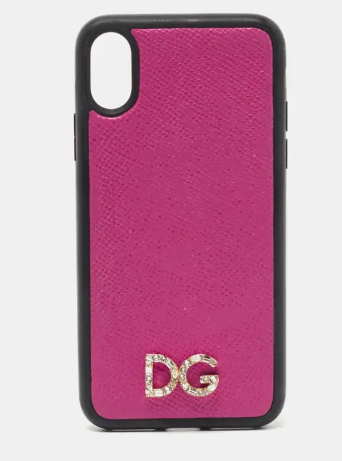 Dolce & Gabbana Pink/Black Leather iPhone X Cover