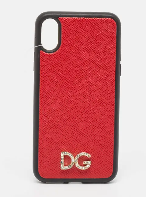 Dolce & Gabbana Red/Black DG Logo Crystals iPhone X Case