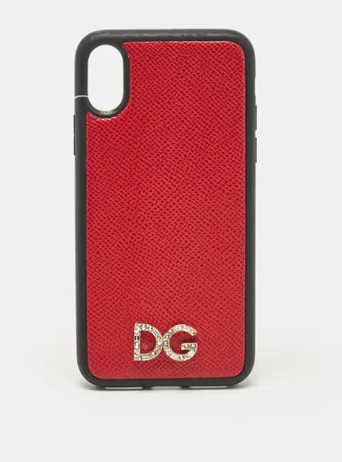 Dolce & Gabbana Red/Black DG Logo Crystals iPhone X Case