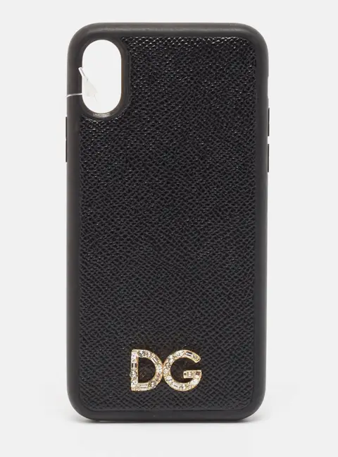 Dolce & Gabbana Black DG Logo Crystals iPhone X Case