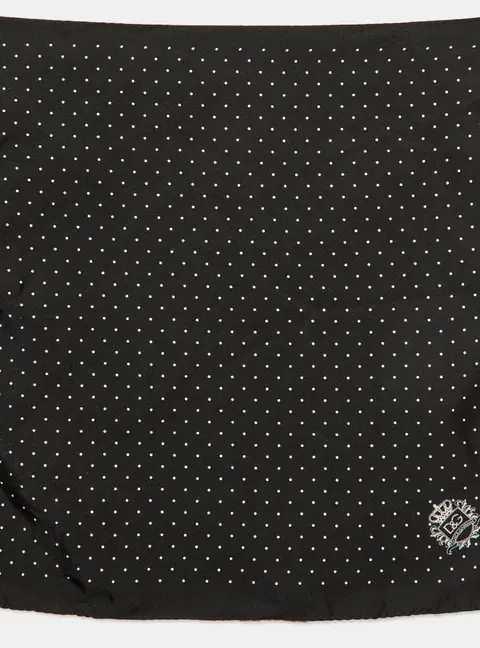 Dolce & Gabbana Black Polkadots Print Silk Pocket Square