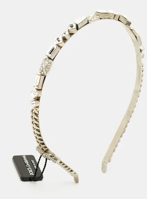 Dolce & Gabbana Crystal Embellished Silver Tone Headband