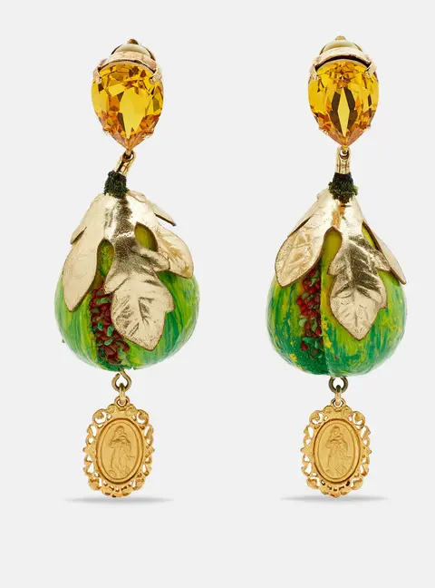 Dolce & Gabbana Crystal Fig Clip-On Earrings