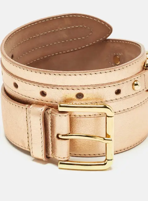Dolce & Gabbana 90 CM Buckle Belt Rose Gold Leather