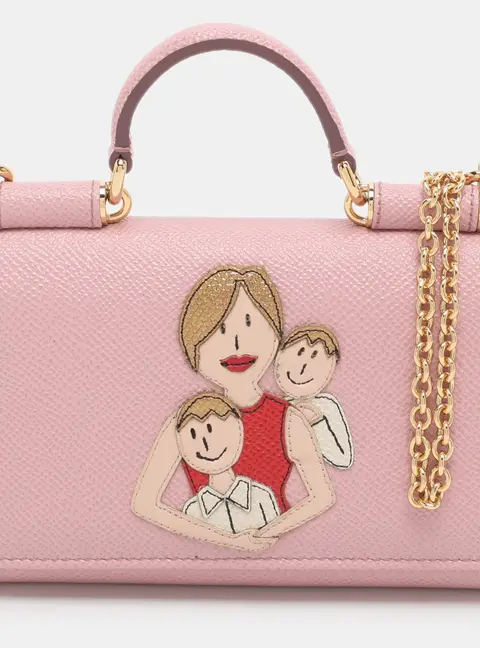 Dolce & Gabbana Miss Sicily Von Viva La Mama Pink Leather Phone Bag