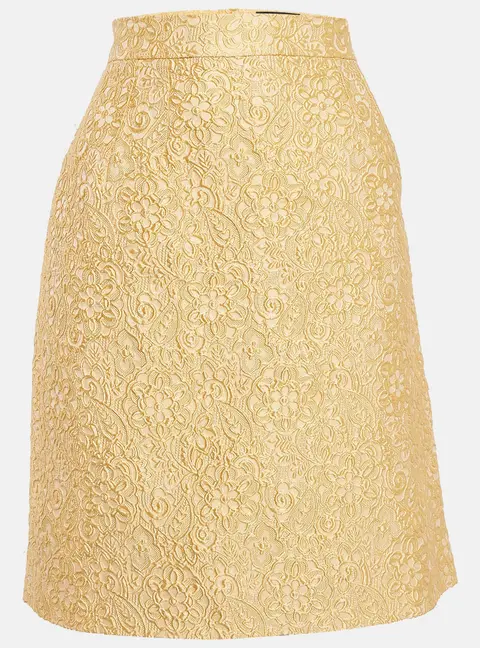 Dolce & Gabbana Yellow Textured Jacquard Pencil Skirt M