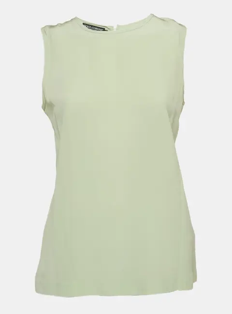 Dolce & Gabbana Green Silk Sleeveless Top S