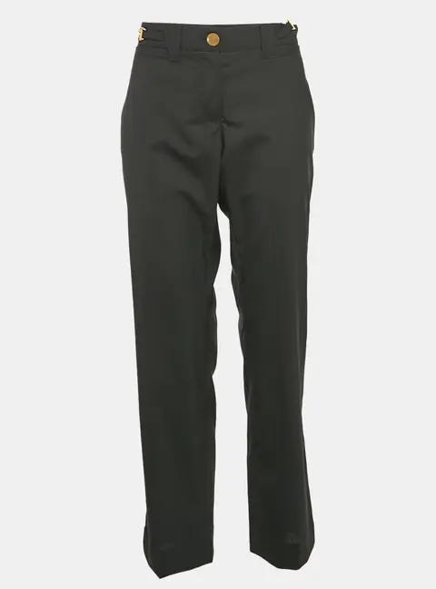 Dolce & Gabbana Black Wool Logo Metal Detail Trousers L