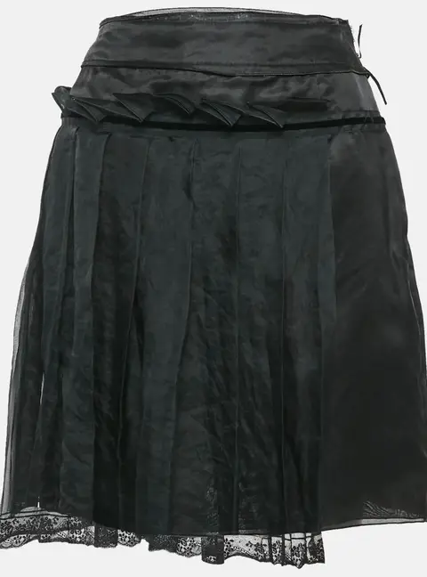Dolce & Gabbana Black Crepe Pleated Mini Skirt L