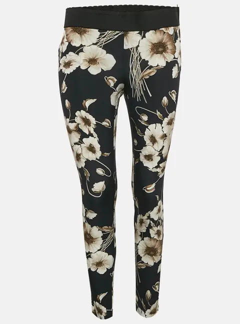 Dolce & Gabbana Navy Blue Floral Print Silk Blend Pants S
