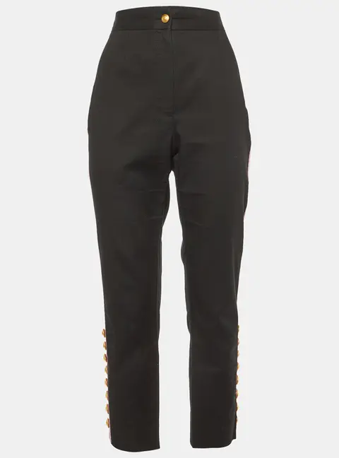 Dolce & Gabbana Black Cotton Contrast Tape Detail Trousers L