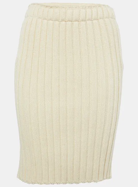 Dolce & Gabbana Cream Rib Knit Pencil Skirt S