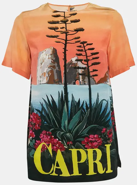 Dolce & Gabbana Multicolor Capri Print Silk Top S