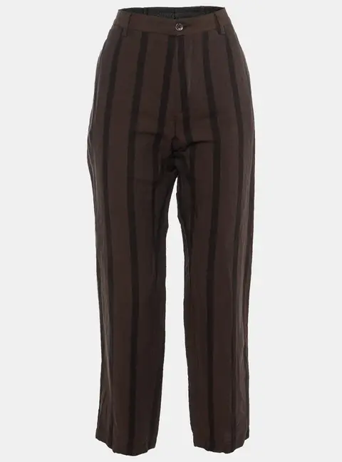 Dolce & Gabbana Brown Striped Linen Trousers M