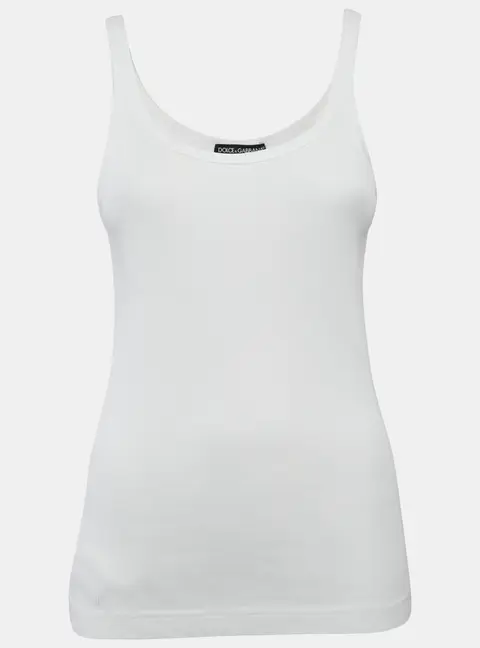 Dolce & Gabbana White Rib Knit Tank Top M