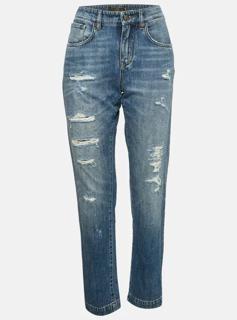 Dolce & Gabbana Blue Distressed Denim Boy Friend Jeans S/Waist 30"