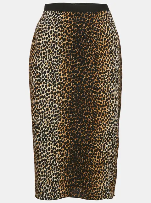 Dolce & Gabbana Brown Animal Print Crepe Midi Skirt L