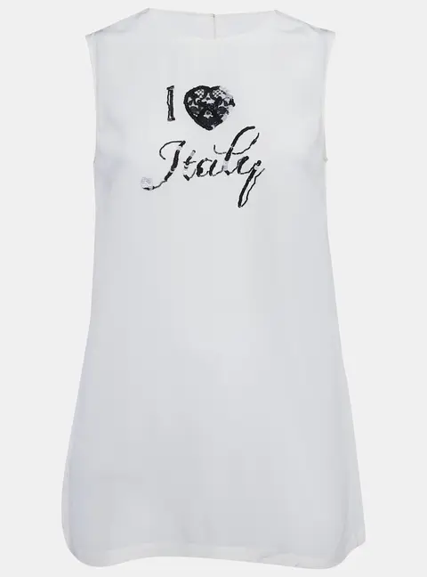 Dolce & Gabbana Cream I Love Italy Silk Top S