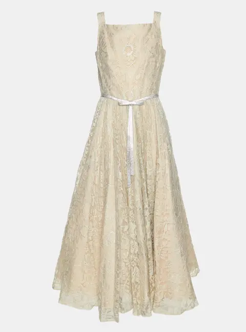 Dolce & Gabbana Beige Lace Maxi Dress S