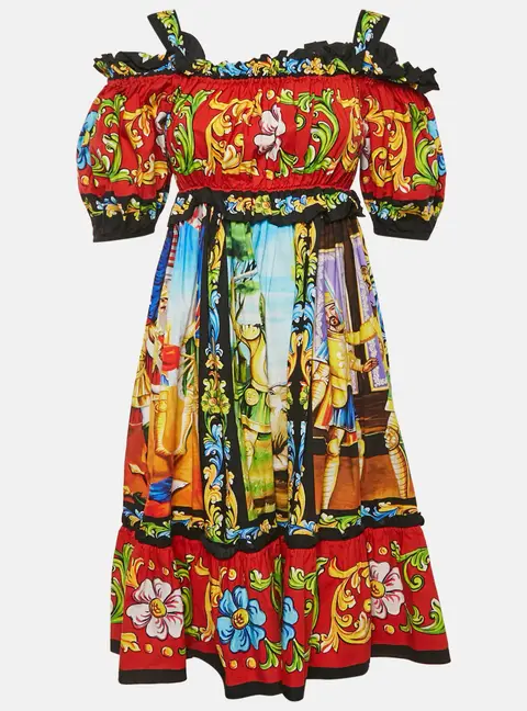 Dolce & Gabbana Multicolor Carretto Print Cotton Short Dress XS