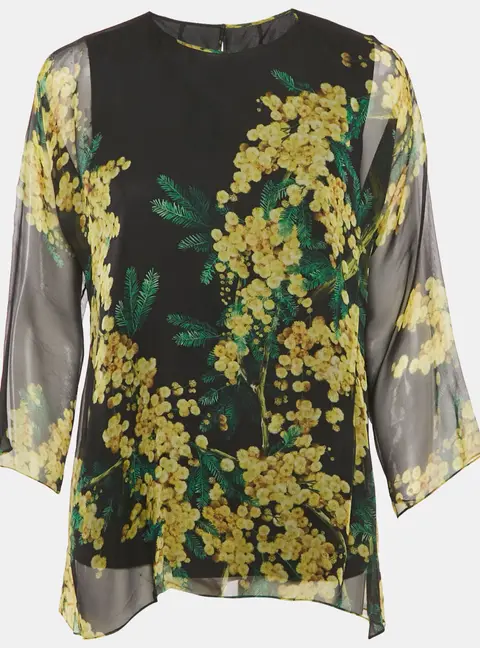 Dolce & Gabbana Black Floral Print Long Sleeve Blouse M
