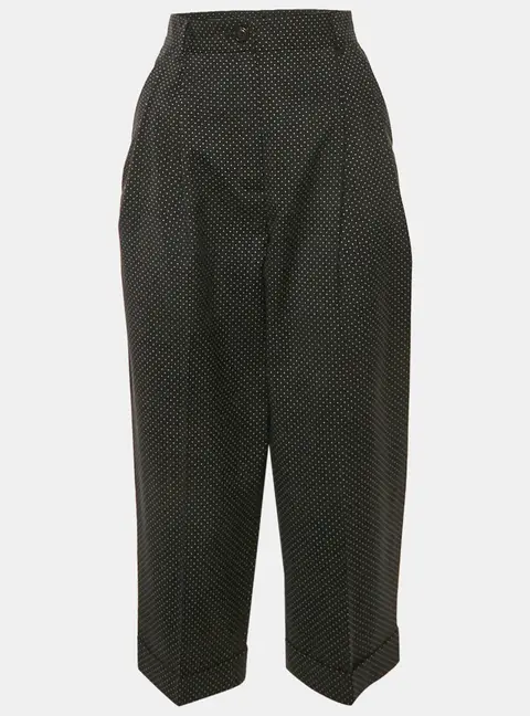 Dolce & Gabbana Black Dots Print Wool Pleated Culottes XS