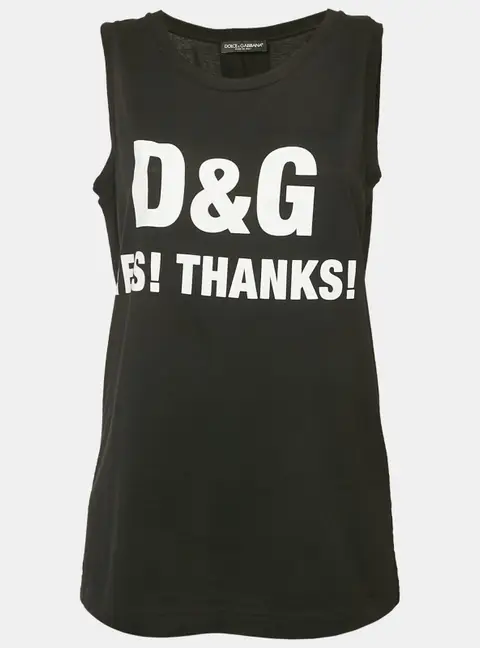 Dolce & Gabbana Black Printed Jersey Millennials Sleeveless T-Shirt S
