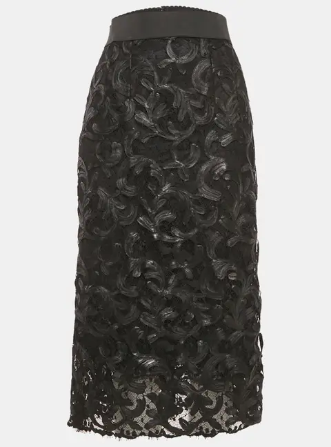 Dolce & Gabbana Black Lace Midi Skirt S