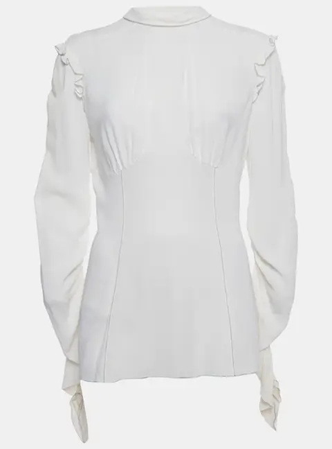 Dolce & Gabbana White Chiffon Ruffled Blouse L