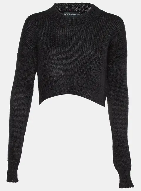 Dolce & Gabbana Black Wool Blend Knit Cropped Sweater S
