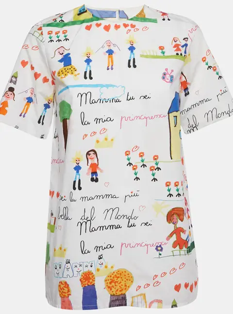 Dolce & Gabbana White Kid's Drawing Cotton Top S