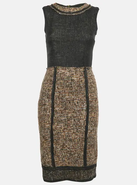 Dolce & Gabbana Black & Brown Tweed Sleeveless Short Dress S
