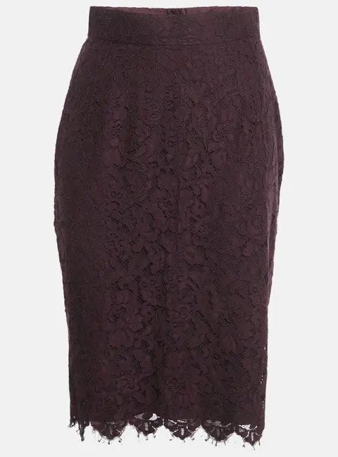 Dolce & Gabbana Plum Lace Midi Skirt M