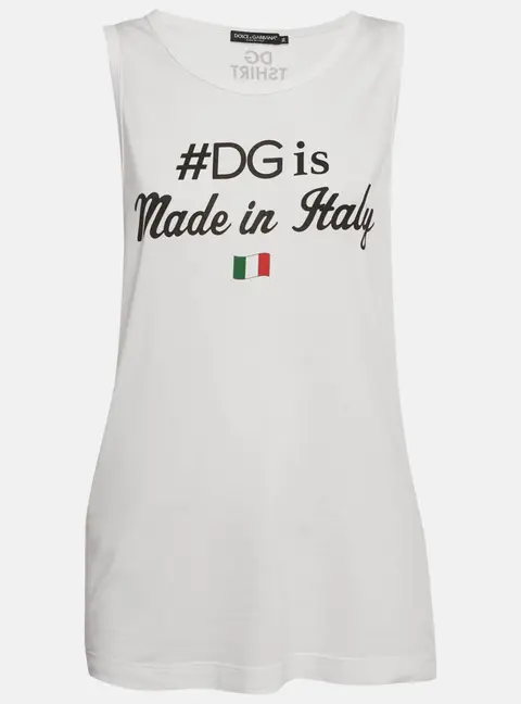 Dolce & Gabbana White #DG Print Jersey Tank Top XS