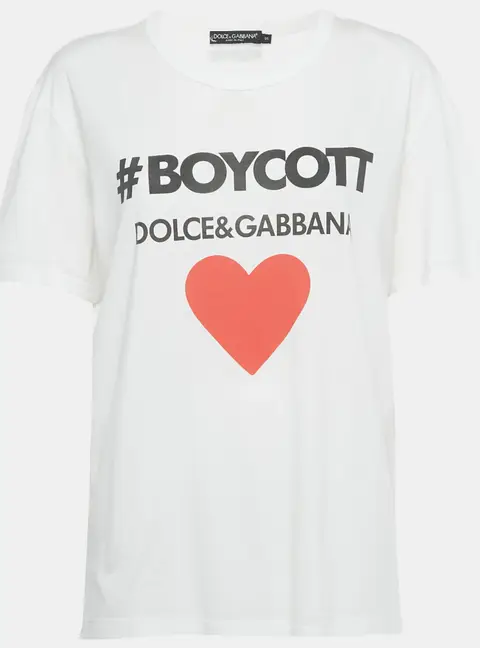 Dolce & Gabbana White Boycott Logo Print Cotton T-Shirt S