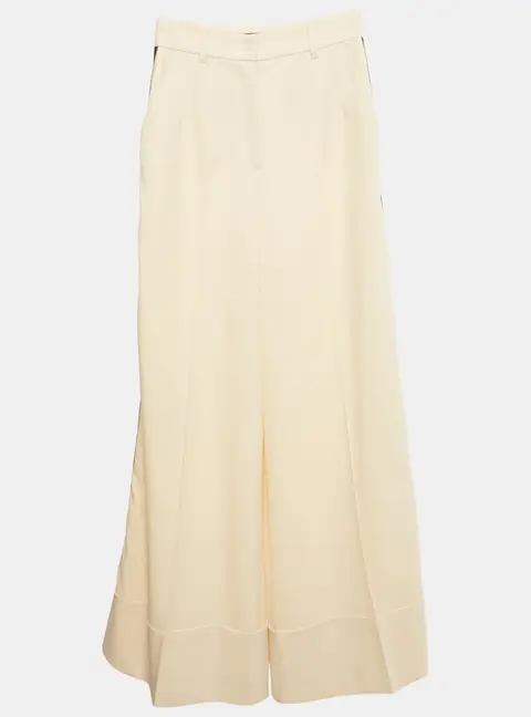 Dolce & Gabbana Cream Side Stripe Wide-Leg Trousers XS