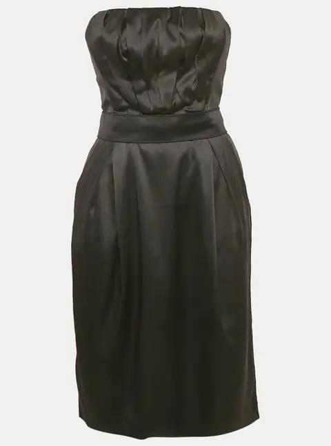 Dolce & Gabbana Black Satin Strapless Short Dress S