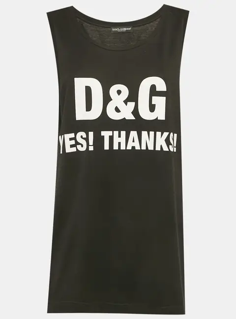 Dolce & Gabbana Black Slogan Print Jersey Tank Top M