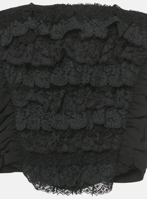 Dolce & Gabbana Black Cotton Lace Ruffle Tube Top S