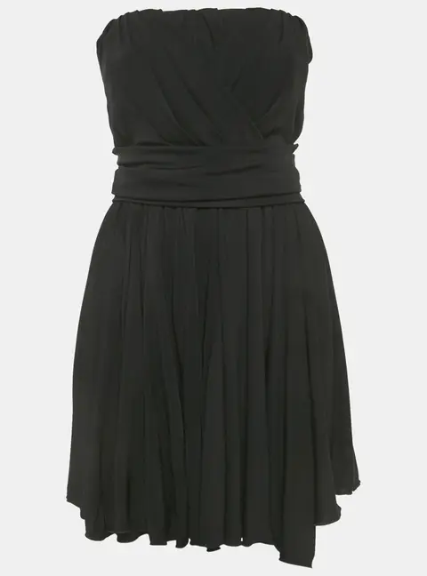 Dolce & Gabbana Black Jersey Strapless Flared Mini Dress S