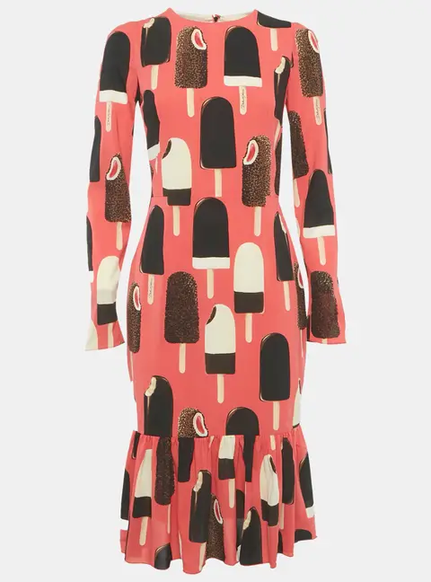 Dolce & Gabbana Pink Gelato Popsicle-Print Silk Charmeuse Dress S